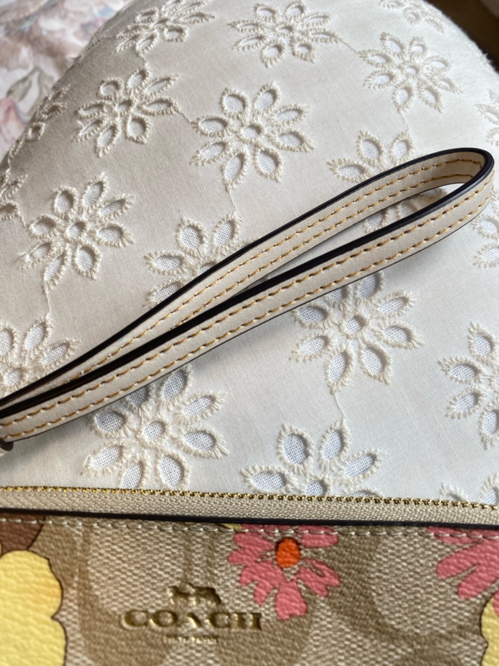 Coach Floral Signature Wristlet in Yellow & Pink - Picture 2 of 4